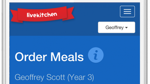 screenshot of school meals app