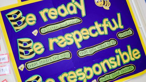 classroom wall display about respect and responsibilty